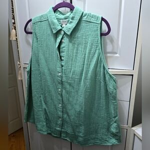 NWT J. Crew Gauze Green Sleeveless Shirt size XXL